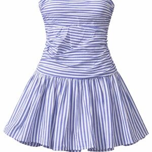 Forever 21 Blue and White Strapless Stripe Dress